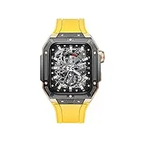 onecmn boîtier de montre de luxe en métal pour apple watch band 7 8 45 mm kit de modification diamant lunette et bracelet de montre en acier pour iwatch series 8 7 45 mm, 45mm, agate