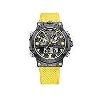 naviforce montre numérique analogique pour homme avec bracelet en silicone, montre de sport étanche avec montres chronographe multifonctions (yellow)