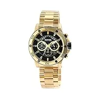 raptor majid ra20351 montre chronographe pour homme en acier inoxydable avec date analogique à quartz, doré/noir