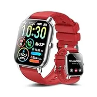 ddidbi montre connectée femme homme avec appel bluetooth, 1.85" hd smartwatch, podometre/cardiofrequencemetre/sommeil, 112 mode sportifs, 2 bracelets, ip68 smart watch pour android ios(rouge foncé)