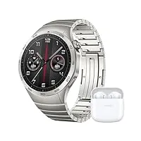 huawei watch gt 4 montre connectée jusqu'à 14 jours d'autonomie - compatible avec ios et android - suivi de la fréquence cardiaque - montre sport, spo2 et gps - 46mm gris version fr - freebuds se 2