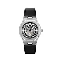 rotary montre automatique homme 40.00mm avec cadran noir analogique et bracelet en bracelet en cuir noir gs05495/04