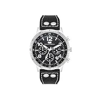 rhodenwald & söhne montre homme analogique mouvement á quartz chronographe avec bracelet en cuir véritable noir 10010449
