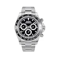 sugess s418-2.005.s chrono racing montre chronographe pour homme avec lunette en céramique 41 rubis, argenté.