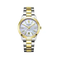 rotary montre quartz femme 30.00mm avec cadran blanc analogique et bracelet en bracelet en acier two-tone gold lb05521/41
