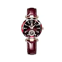 biewo montre pour femme avec cadran diamant et bracelet en cuir élégant - montre à quartz tendance - affichage analogique - cadeau délicat - Étanche - pour anniversaire, mariage, pidai violet