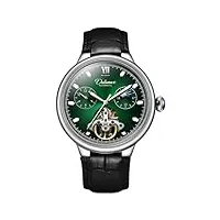 forsining montre pour homme à remontage automatique tourbillon cadran phase de lune montre mécanique tendance d'affaires étanche lumineuse, vert