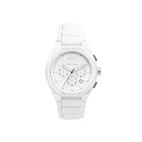 armani exchange montre chronographe, en nylon, blanc, pour homme, ax4160