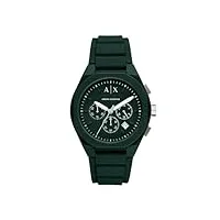 armani exchange montre chronographe, en nylon, vert, pour homme, ax4163