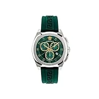 versace ve7ca0223 montre chronographe pour homme geo vert/argenté 43 mm, vert
