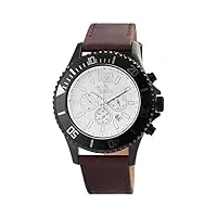 excellanc gooix design 9gx0600531a montre analogique pour homme en cuir véritable avec chronographe et date blanc/marron, marron
