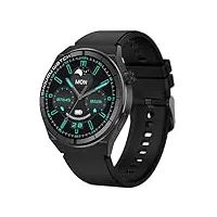 weyot montre connectée femme homme avec appel bluetooth, 1.32" hd smartwatch avec podometre/cardiofrequencemetre/sommeil, montre intélligente pour android ios,black (silicone strap)