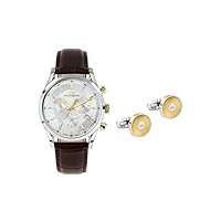 philip watch special pack montre homme et genelli, chronographe, analogique, bracelet cuir, collection sunray - r8271908011