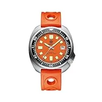 london craftwork steeldive captain willard 6105 montre de plongée automatique avec mouvement nh35 sd1970, orange limité (bracelet en caoutchouc), militaire