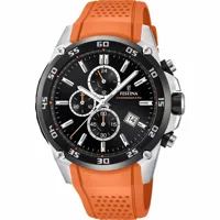 montre festina originals f20330-4 - montre chronographe résine orange homme
