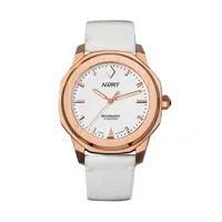 montre nappey renaissance rose gold and white suede