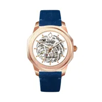 montre nappey skeleton rose gold and white suede blue