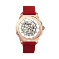 montre nappey skeleton rose gold and white suede red