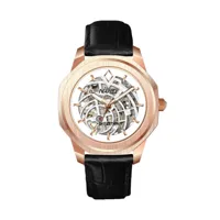 montre nappey skeleton rose gold and white leather black