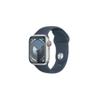 apple watch apple series 9 gps + cellular 41mm boîtier en aluminium argent avec bracelet sport bleu tempete - m/l