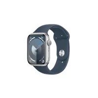 apple watch apple series 9 gps 45 mm boîtier en aluminium argent avec bracelet de sport bleu tempete - m/l