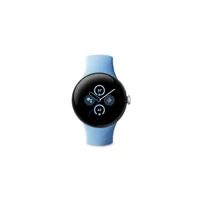pixel watch 2 - boîtier en aluminium argent poli - bracelet sport bleu azur - wifi