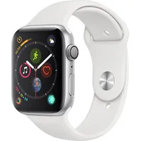 apple watch apple watch série 4 gps 44mm boîtier en aluminium argent  avec bracelet sport blanc