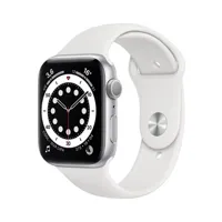 apple watch apple watch series 6 gps, 44mm boitier aluminium argentl avec bracelet sport blanc