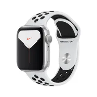 apple watch apple apple watch nike series 5 gps 40mm, boitier aluminium argent avec bracelet sport nike noir/platinum