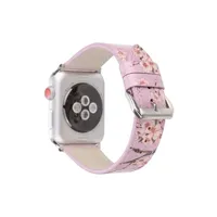 bracelets connectés generique bracelet de montre en cuir motif de fleurs pour apple watch series 6/ se/ 5/ 4 40mm - violet