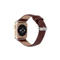 bracelets connectés generique bracelet de montre en cuir véritable motif crocodile pour apple watch series 6/ se/ 5/ 4 44mm - marron