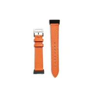 bracelets connectés generique bracelet en cuir souple pour fitbit charge3 / charge4 - orange