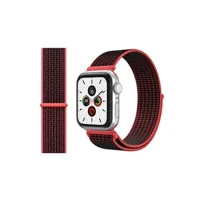 bracelets connectés generique bracelet de montre en nylon simple pour apple watch series 6/ se/ 5/ 4 40mm - noir&rouge