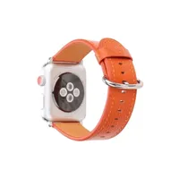 bracelets connectés generique bracelet de montre en cuir pour apple watch series 6/ se/ 5/ 4 40mm - orange