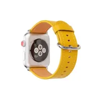 bracelets connectés generique bracelet de montre en cuir pour apple watch series 6/ se/ 5/ 4 44mm - jaune