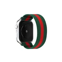 bracelets connectés generique bracelet en nylon élastique pour apple watch series 6/ se/ 5/ 4 40mm - vert&rouge(taille s)