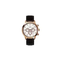 montre à quartz orphelia - montre homme - quartz chronographe - bracelet cuir marron - or81804