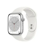 apple apple watch series 8 gps 45 mm aluminium argent (silver) et bracelet sport blanc (starlight)