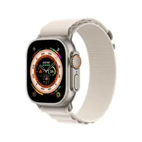 apple watch ultra (gps + cellular) 49 mm en titane avec bracelet blanc starlight alpine loop - taille s