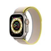 apple watch ultra (gps + cellular) 49 mm en titane avec bracelet trail loop jaune/beige - taille s/m