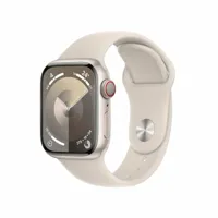 apple watch series 9 gps 41mm boîtier aluminium stellaire avec bracelet sport lumière stellaire s/m