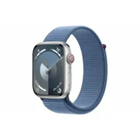 apple watch series 9 gps + cellular 45mm silver aluminium case with winter blue sport loop
