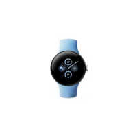 google montre connectée google pixel watch 2 boîtier en aluminium argent poli bracelet sport bleu azur wifi