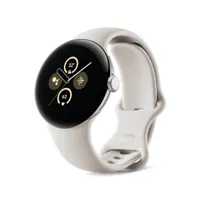 google google pixel watch 2 41 mm wifi argent (polished silver) et bracelet sport blanc (porcelain)