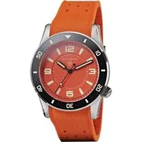 montre homme elliot brown orange dial, black ceramic bezel, brushed steel, orange tropic strap 929-104-r55s
