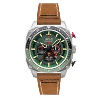 montre pour homme hawker hunter dual time chrono av-4100-01 avec bracelet en cuir marron
