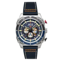 montre pour homme hawker hunter dual time chrono av-4100-02 avec bracelet en cuir bleu