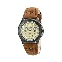 timex -t47012d7 - expédition casual - montre homme -quartz analogique - bracelet en cuir marron