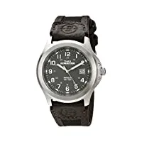 timex - t40091su - expédition - montre homme - quartz analogique - cadran gris - bracelet cuir noir