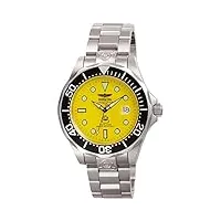 invicta grand diver - montre homme automatique en acier inoxydable - 47 mm, argent / jaune